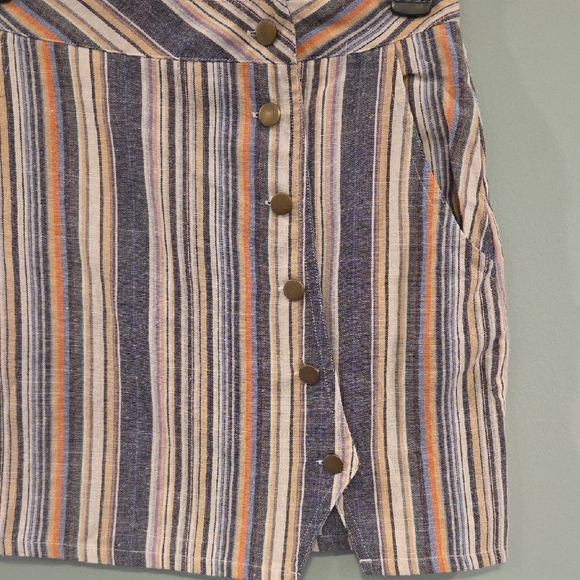 Altar'd State Muli Colored Striped Mini Skirt With buttons Size Small - Picture 3 of 8
